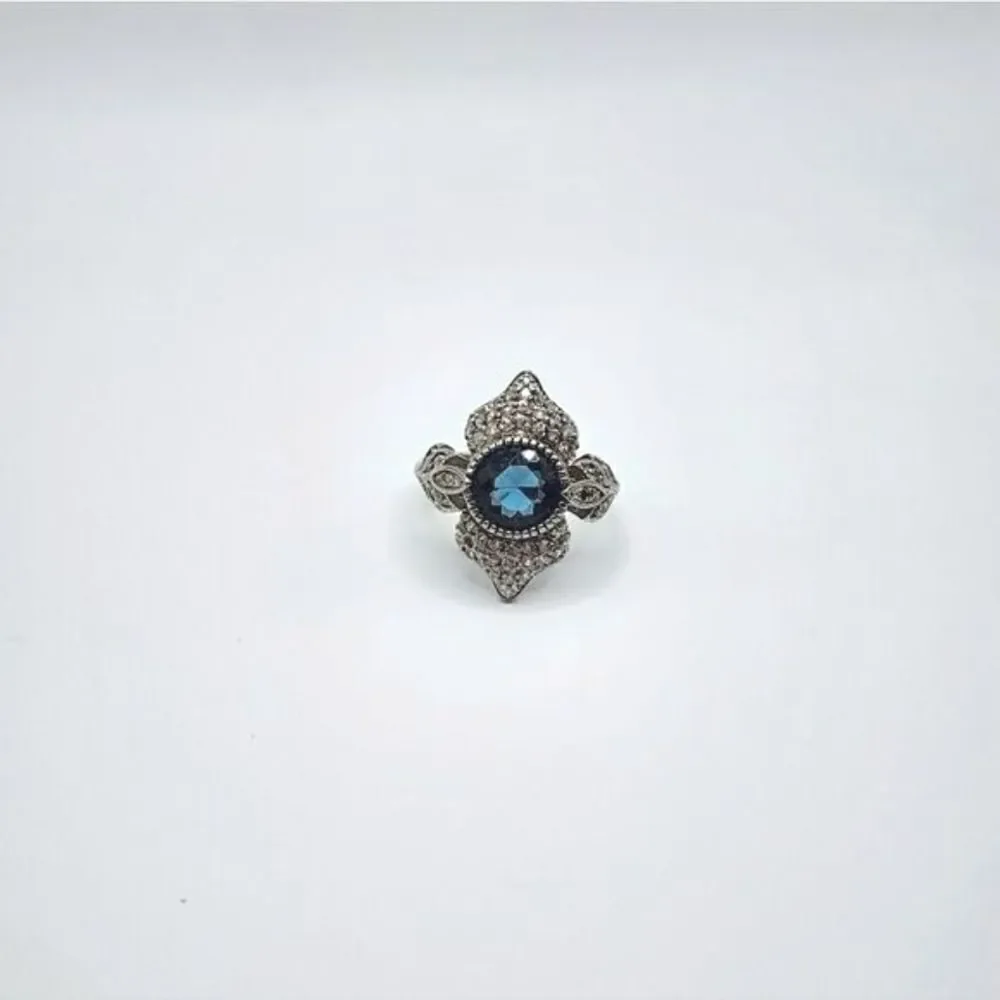 Art deco Silver Sapphire Ring